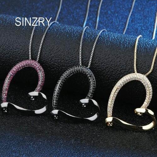 SINZRY hot sale gun plated cubic zirconia heart design creative pendant necklaces fashion jewelry accessory