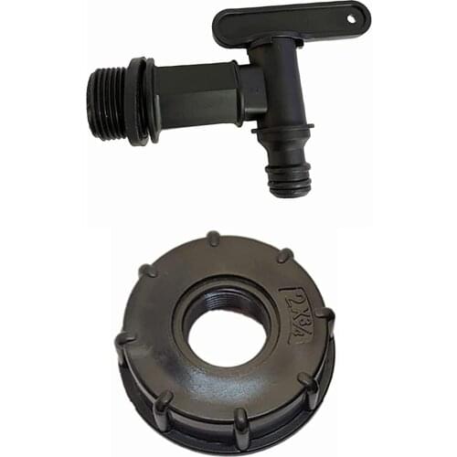 1PCS S60x6 Thread Plastic IBC Tank Tap To 3/4 Inch Garden Hose Connector Replacement Barrel Joint Exhaust Faucet Switch Positive