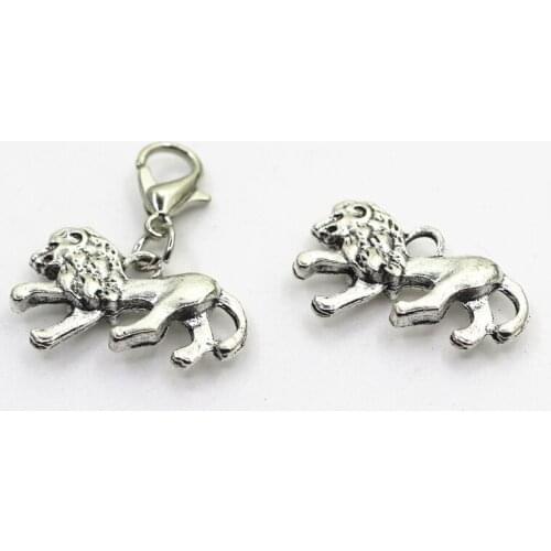 20pcs/lot Antique Silver Lion Dangle Charms Lobster Clasp Charms DIY Bracelet&Bangles Jewelry Accessory Animals Hanging Charms
