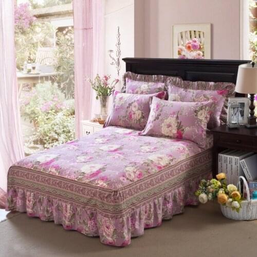Yaapeet Bedcover Floral Fitted Sheet Cover Bedspread Bedroom Queen Bed Sheets Size Skirt Full King Pillowcase No Twin Bed