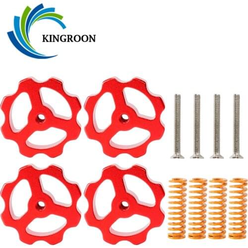 KINGROON 4pcs M4 Screw 4pcs Nuts 4pcs Heatbed Leveling Spring Knob for CR10 3D Printer Print Platform Screw Calibration Parts
