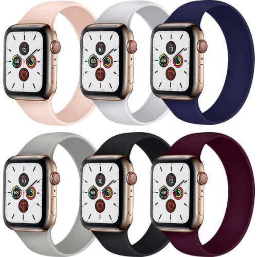 Solo Loop strap For Apple watch band 44mm 40mm 38mm 42 mm Elastic watchband Silicone belt bracelet iWatch series 6 5 4 3 correa