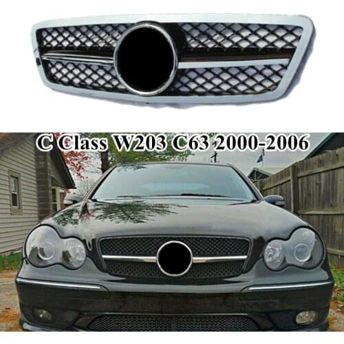 Front Bumper Grill Grille For M-ercedes B-enz C Class C63 C230 W203 C240 C240 2000 2001 2002 2003 2004 2005 2006 Car Grille