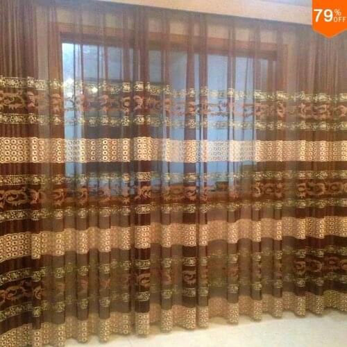 Luxury cafe window curtains living rooms Romance embroidery transparency curtains organza curtain types for 1 meter wide window