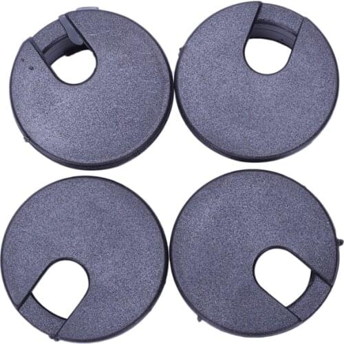 Desk Table Computer Round Shaped Black Cable Grommet Hole Cover 35mm 4Pcs