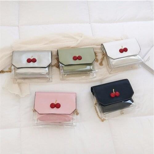 2019 Transparent Laser Square bag Fashion New High Quality PVC Womens Designer Handbag Cherry Chain Shoulder Messenger bags