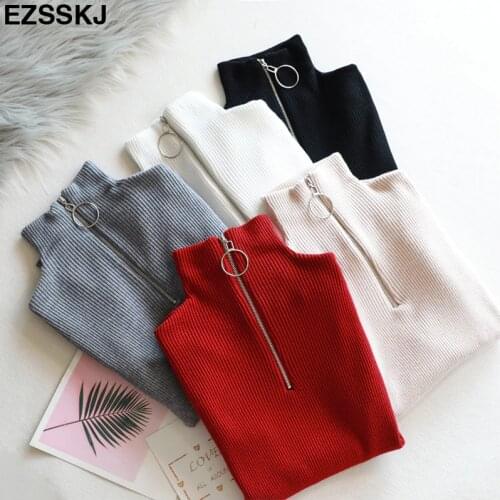 Casual Zipper Sweater Women Turtleneck Solid spring autumn female Knitted sweater Pullovers long Sleeve chic Soft Jumper top