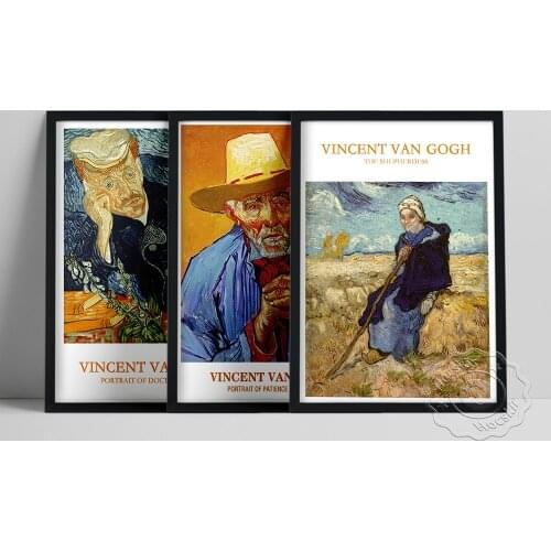 Vincent Gogh Exhibition Poster, Portrait Of Patience Escalier Print, Shepherdess The After Millet Wall Art, Gogh Oil Painting