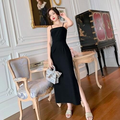 2021 Summer New Womens Simple Wind Smudge Chest Strap Inside Skirt Sexy Backless Slim Dress