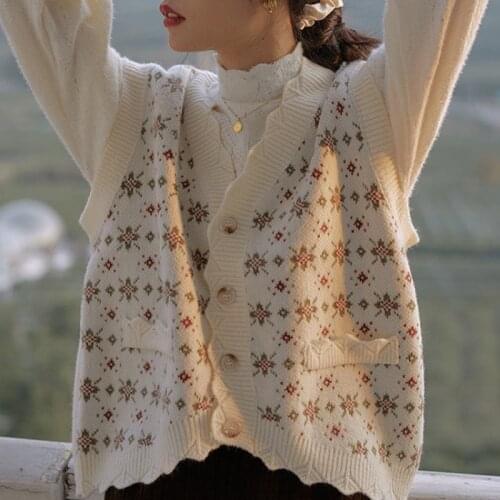 Winter Loose Casual Kawaii Cute Sweaters Korean Fashion Sweet Clothes for Women 2021 Autumn France Vintage Elegant Sweater Vest