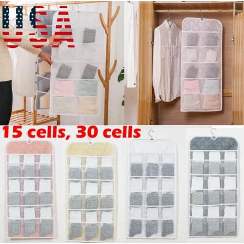15/30 Pockets Sock Bra Underwear Hanger Hanging Storage Bag Home Hanging Organizers