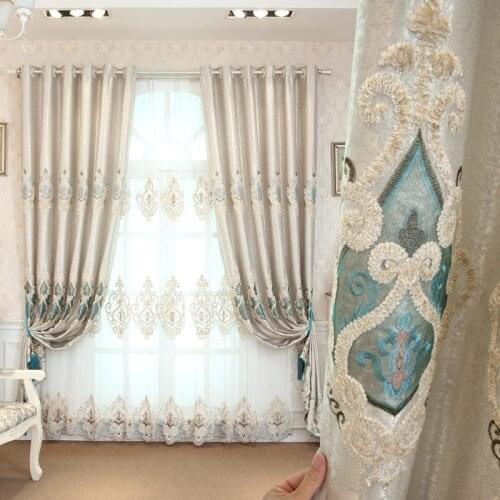 2021 New Luxury European Style Embroidered White Curtains French Windows and Bay Windows Curtains for Living Dining Room Bedroom