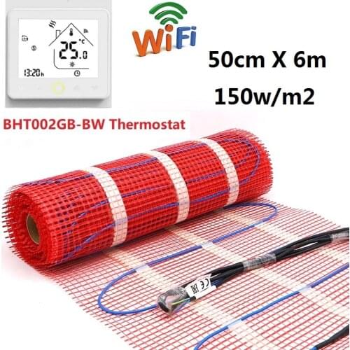 3m2 Warm Mat 150w/m2 50cmX6m for Floor Heating with WiFi Thermostat APP Controlled