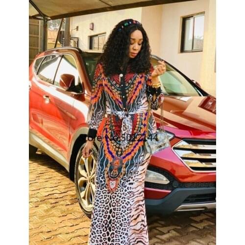 African Dresses for Women 2021 New Summer African Women Printing Polyester Long Dress African Dress
