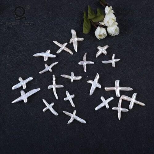 Large White Cross Irregular Shape European Style Loose Bead Freshwater Pearl For Necklace