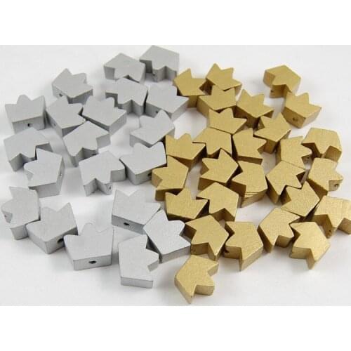 50pcs 18x13mm Gold Silver Wood Beads Crafts, Suitable for Home and Holiday Decor, DIY Jewelry Making
