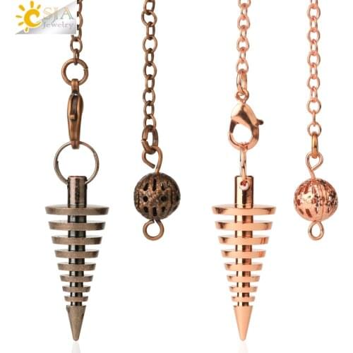 CSJA Gold Color Metal Pendant Divination Pendulums for Dowsing Biolocation Therapy Healing Screw Pendulum Pendule Pendulo G599