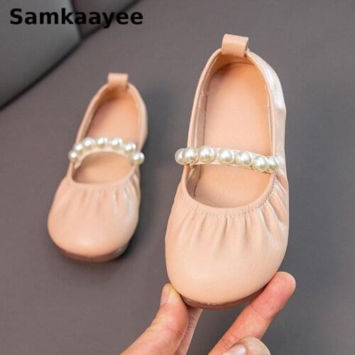 0-15y Kids Leather Shoes Children Shoes Spring Autumn Girls Flats Baby Princess Pearl Soft bottom Toddler Dance Fashion Footwear