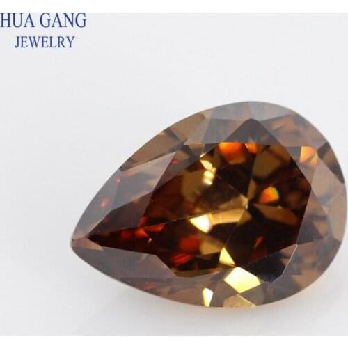Pear Shape Coffee AAAAA Cubic Zirconia Synthetic CZ Stone Size 2x3~13x18mm Gems Beads For Jewelry Wholesale Free Shipping