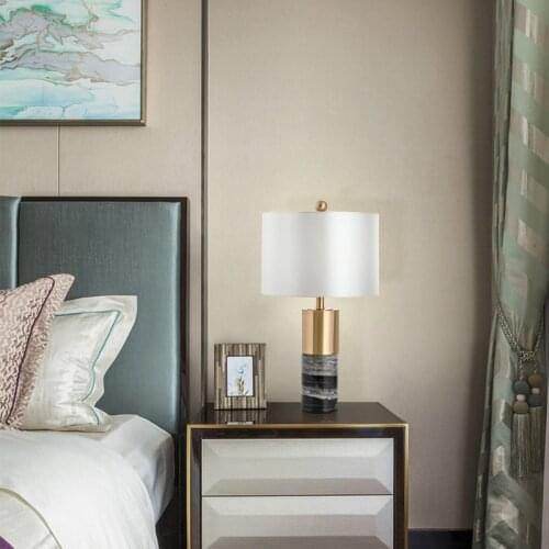 European Retro Vintage Table Lamps E27 Marble Table Lights Bedside Lamps For Bedroom Living Room Hotel Room Desk Lights