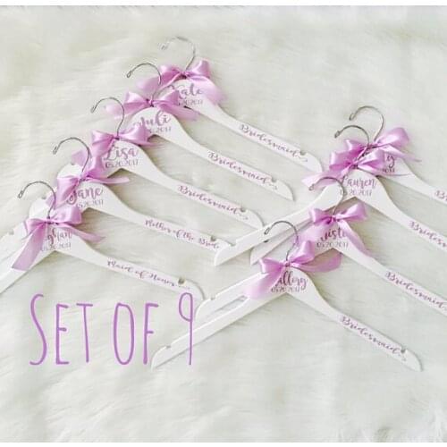 Customize wedding bridesmaid bride squad dress hangers with names Bridal shower maid of honor Hanger party gifts