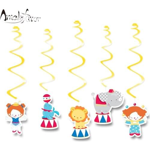 Circus Theme Animals Ceiling Hanging Swirl Decorations Clown Cutout Party Supplies DIY Decorations Event Party Festival Supplies