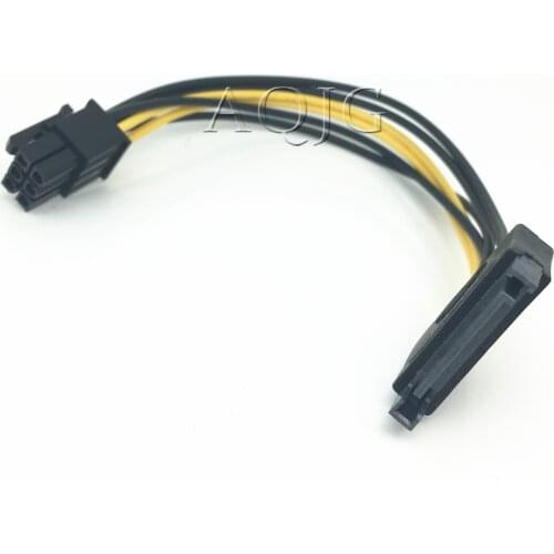 Single SATA 15pin to 8pin(6+2) Power Adapter Cable 20cm PCI-E SATA Power Supply Cable 15-pin to 8 pin cable for BTC Miner Mining