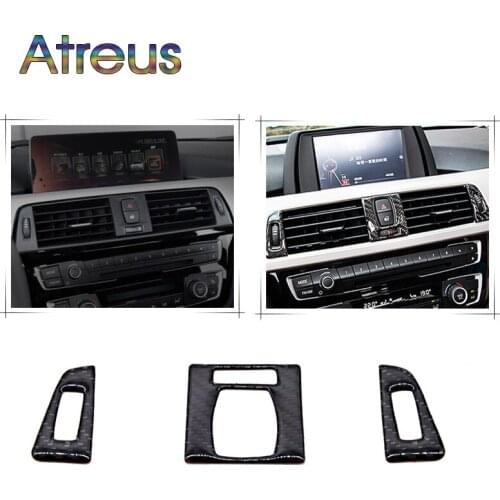 Atreus Carbon Fiber Console Button Frame Interior Decorative Stickers For BMW F30 F35 Accessories 3Series GT 320i Car Styling