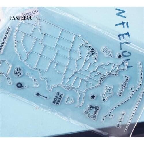 Map Of The U.S. Clear Stamp DIY Silicone Seals Scrapbooking/Card Making/Photo Album Decoration Supplies Sheets