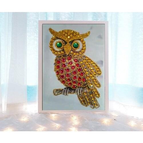 Color owl 5D diamond embroidery painting special-shaped diamond part diamond cross stitch rhinestone picture childrens new year