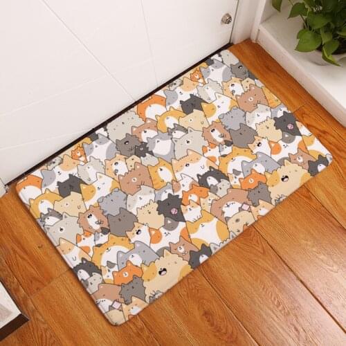 Cuteness Pug Corgi Sloth Floor Mats Dog Cat Fox Squirrel Porch Carpet Decoration Living Room Rugs 40-60CM Coral Fleece Handmade