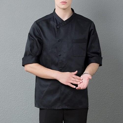 Men Fashion Hotel Restaurant Kitchen 3/4 Sleeve Chef Coat Jacket Cook Wear M