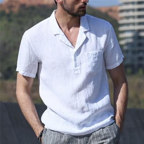 Plus Size Cotton Linen Mens Shirts Pop Summer Nice Streetwear Casual Short Sleeve Retro Button Shirts Men Dress Camisa Hombre