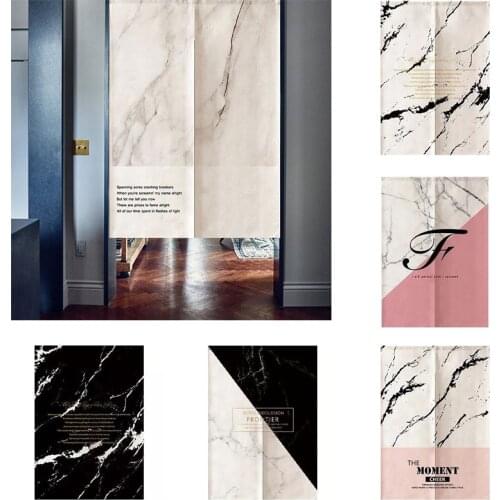 Nodic Marble Pattern Partition Curtain Household Cloth Curtain Bedroom Kitchen Hanging Curtain Without Perforation