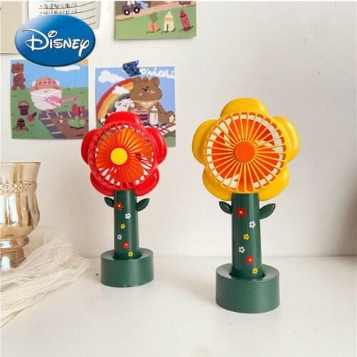Disneys New Product USB Charging Small Red Flower Fan Desktop Mini Fan, Silent and Strong Wind, Portable, Compact and Exquisite