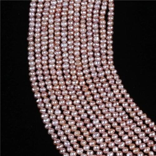 Wholesale 3 Strands Natural Pearl 4-5mm Pink freshwater potato shape pearl strands Loose Beads women lady jewelry DIY