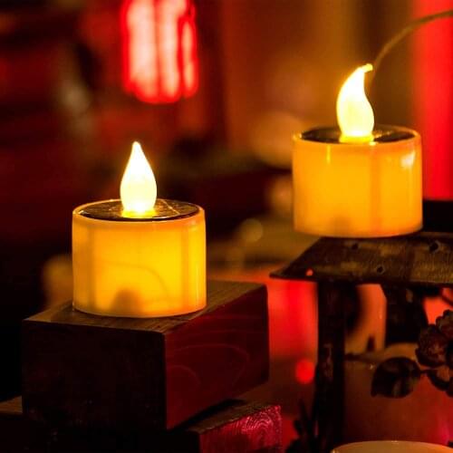 Wholesale Solar Candle Light Flickering LED Tea Light Flameless Romance Night Light Indoor Outdoor Party Wedding Lighting Decors