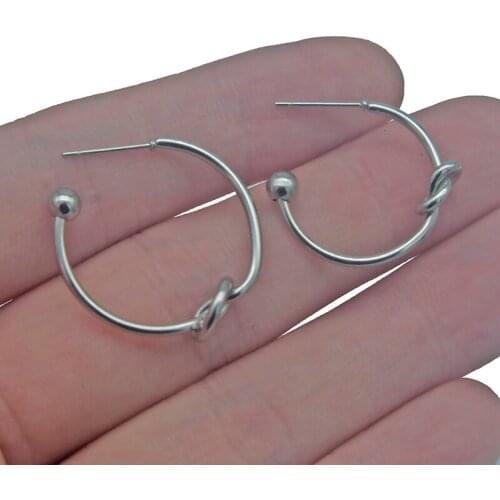 Original Design Stainless Steel Knotted Twist Round Circle Hoop Earrings Trendy Bohemia Office Women Girls Gifts Jewelry Finding