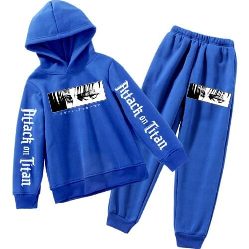 2-14 Years Old Childrens Hoodie And Sweatpants Set Autumn Winter Boys Girls Hoodies Suit Attack on Titan Sweatshirt Long Pants