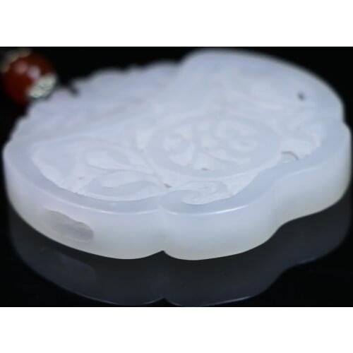 Natural Green Hetian white Jades Pendant 3D Carved FU Perfume bag Pendants Women or Mens Amulet Nephrite Jades Jewelry