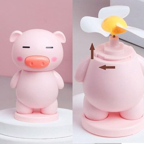 Handheld Cartoon Piggy Pocket Mini Fan USB Rechargble Student Dormitory Desktop Cooling Air Conditioner