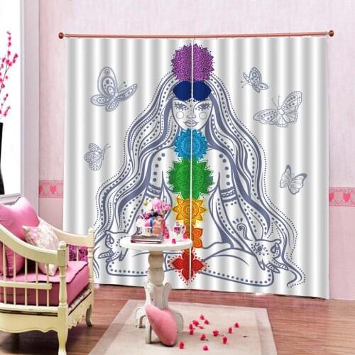Simple Style Classic Indian person Window Curtain Colorful flowers Photo Print For Living room Bedroom Blackout Butterfly Drapes