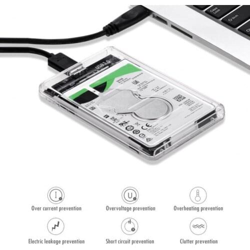 2.5 inch USB3.0 SATA to MICRO B HDD/SSD Transparent Hard Disk Box Drive Enclosure for Laptop PC Computer