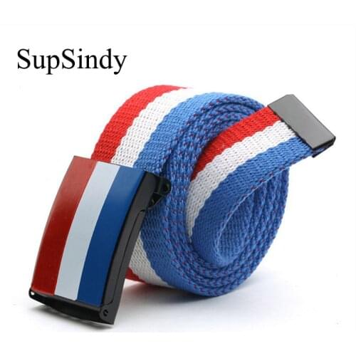 SupSindy Unisex Plain Webbing Waistband Casual Canvas Belt metal buckle Men Women Boy Jeans belts black strips Top quality 110cm