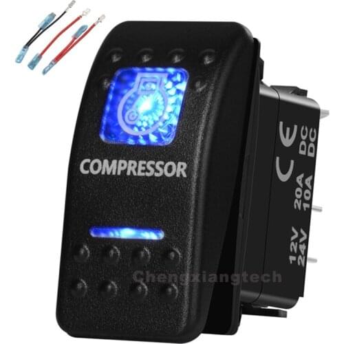 Blue Led 5 Pin on-off SPST Rocker Push Switch Compressor Waterproof Overload protection Car Boat 12v/24v+Jumper Wires Set