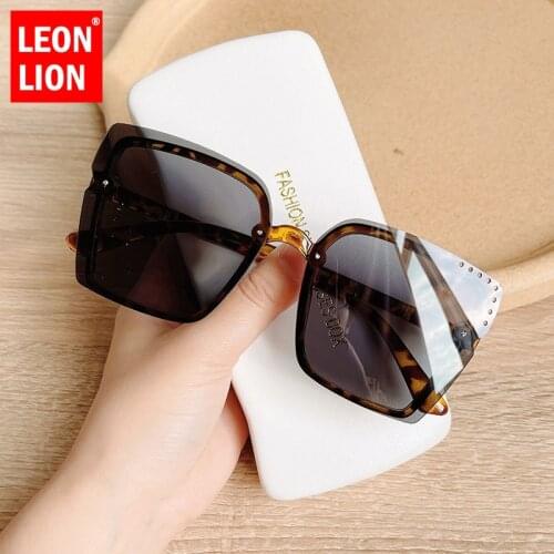 Leonlion Oversized Rimless Sunglasses Women 2021 Luxury Brand Square Sunglasses Women Fashion Gradient Pink Shades for Women