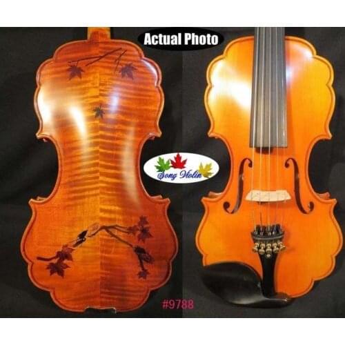 Baroque style SONG Maestro inlay maple leaf lace 5 strings 4/4 violin #9788