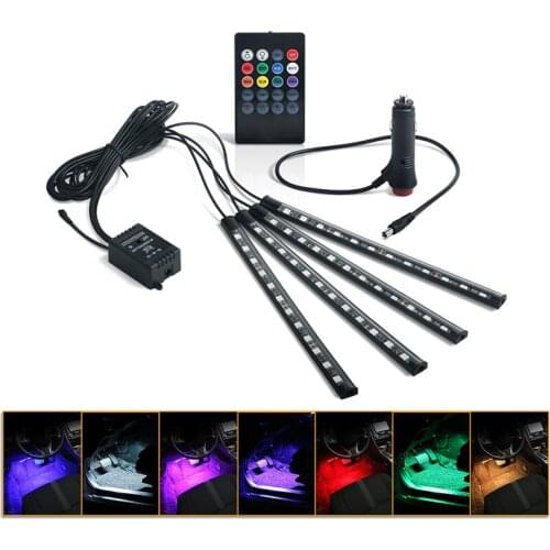 1Set RGB Car Indoor Lights The Wireless Remote Control LED Colorful Music Rhythm Lamp For Ambient lamp Decor