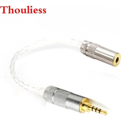 Thouliess DIY Single Crystal Silver Plated 2.5mm TRRS Balanced Male to 4.4mm Balanced Female Audio Adapter Cable 4.4mm to 2.5mm