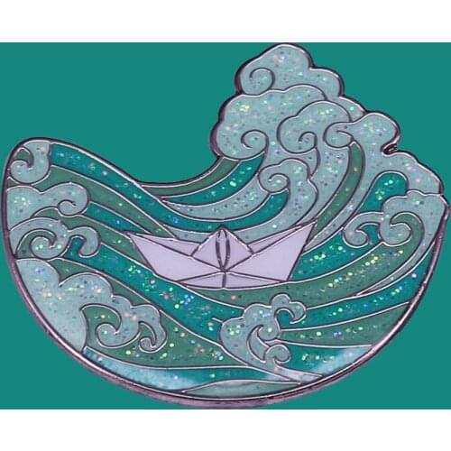 Creativity Sea Wave Enamel Pins Brooch Collecting Ship Lapel Badges Men Women Fashion Jewelry Gifts Adorn Backpack Collar Hat